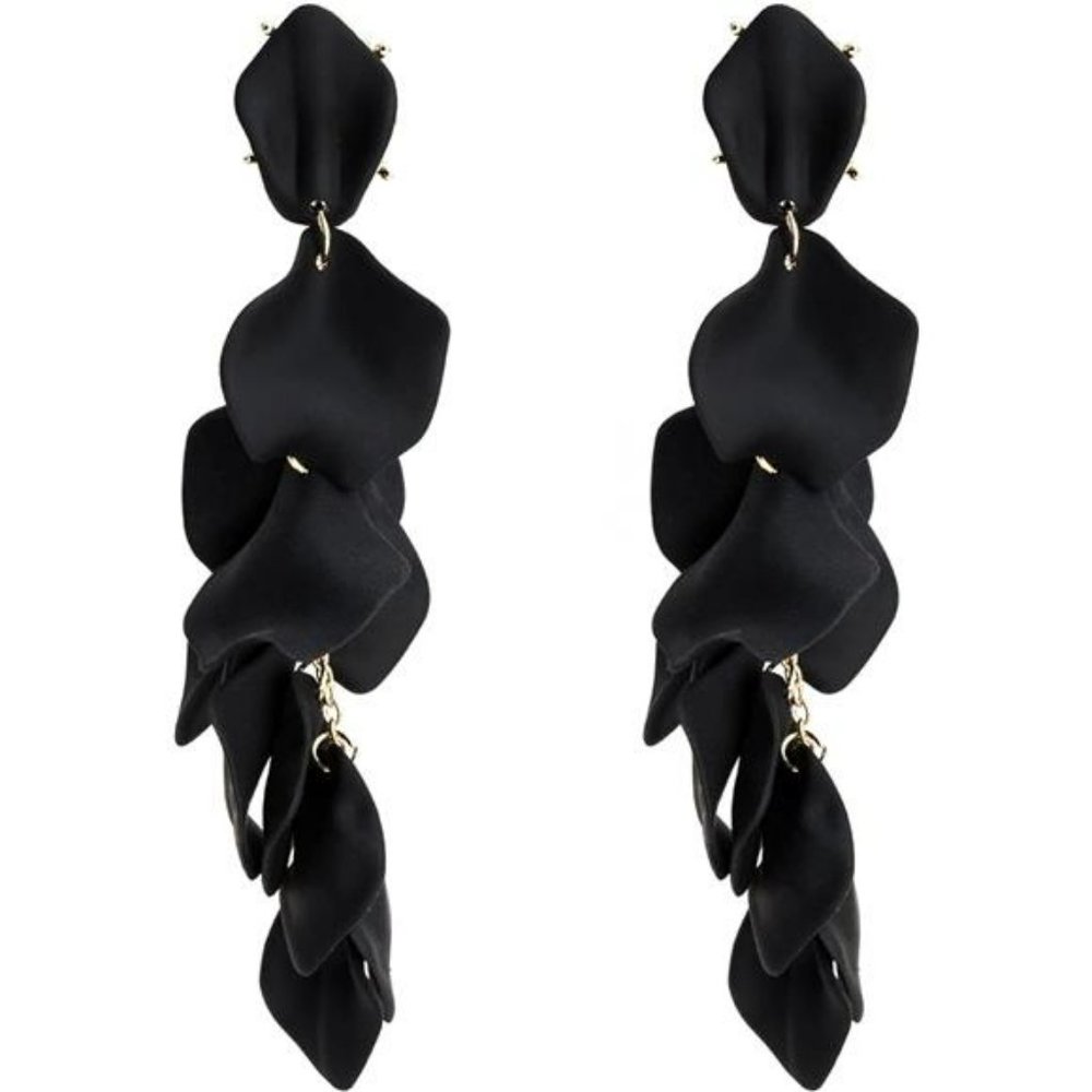 Black Bridal Jewelry Rhinestone Earrings Dangle Drop Statement Earrings